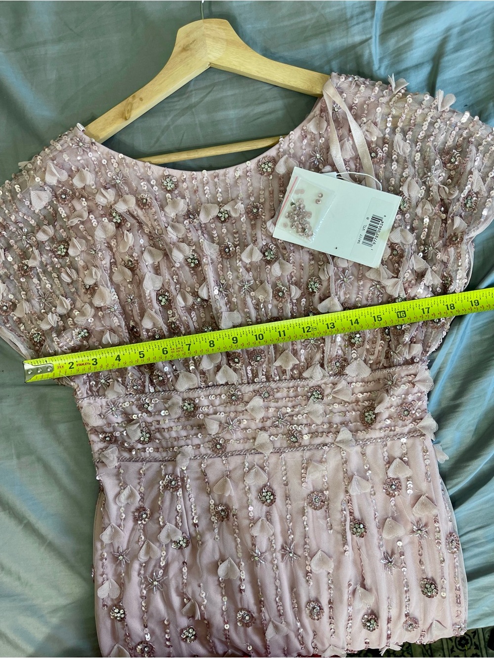 MAC DUGGAL Dress Size 8 NEW Pink Sheath Midi Dress Floral Beading - Picture 4 of 12